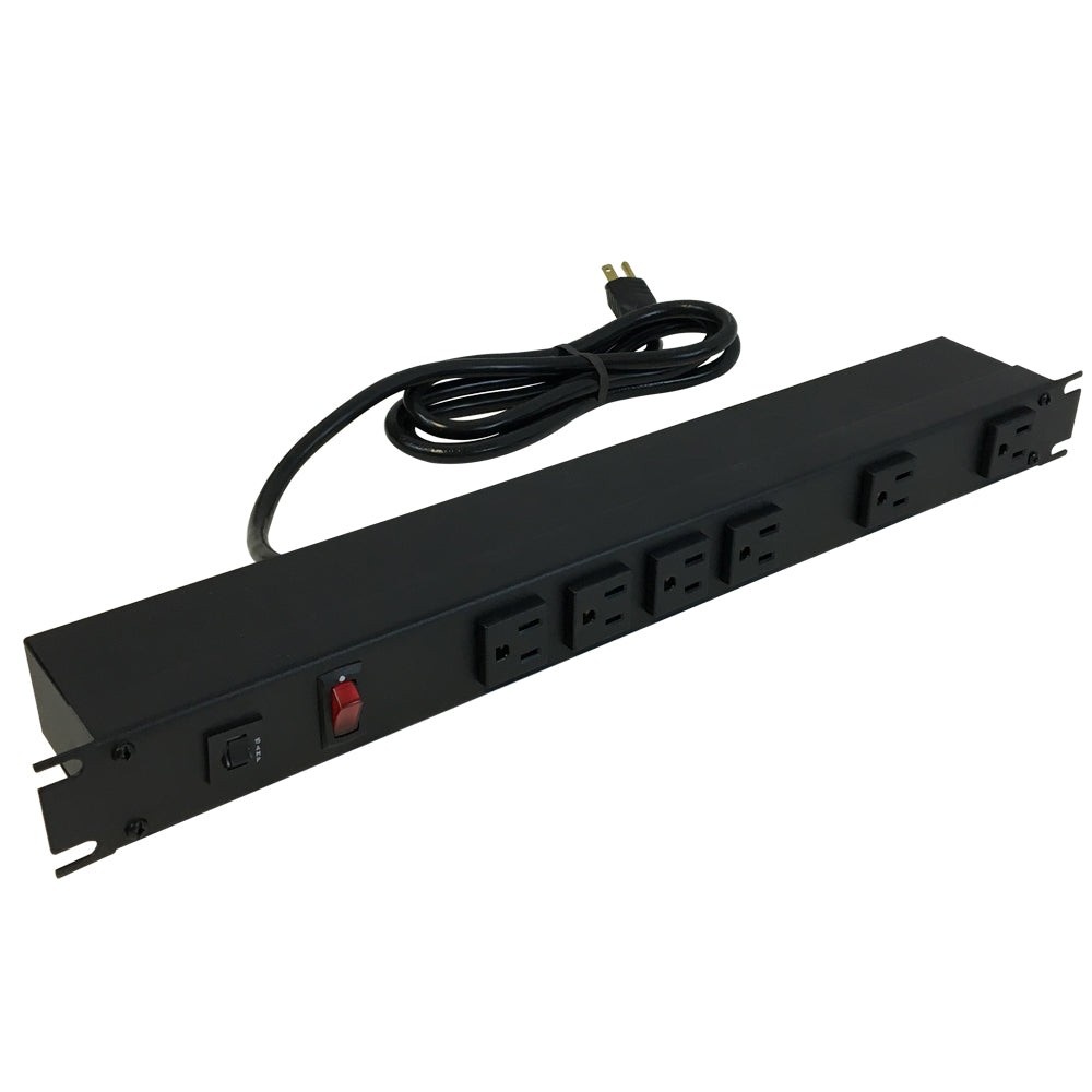 Hammond Power strip with surge - horizontal rackmount, 6ft cord, front 6-out 5-15R – Generic – Rack Mount Power Strips & Surge Protectors