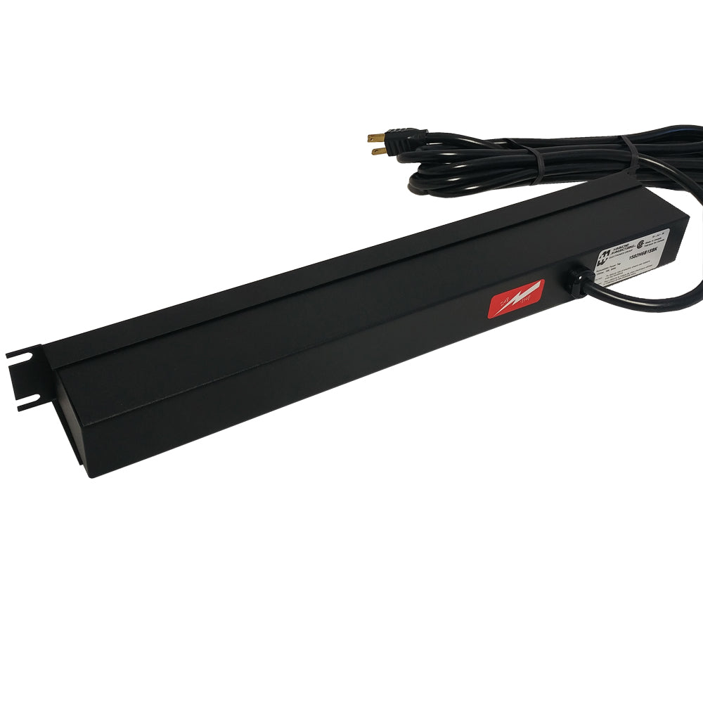 Hammond Power strip with surge - horizontal rackmount, 15ft cord, front 6-out 5-15R – Generic – Rack Mount Power Strips & Surge Protectors (photo 2)