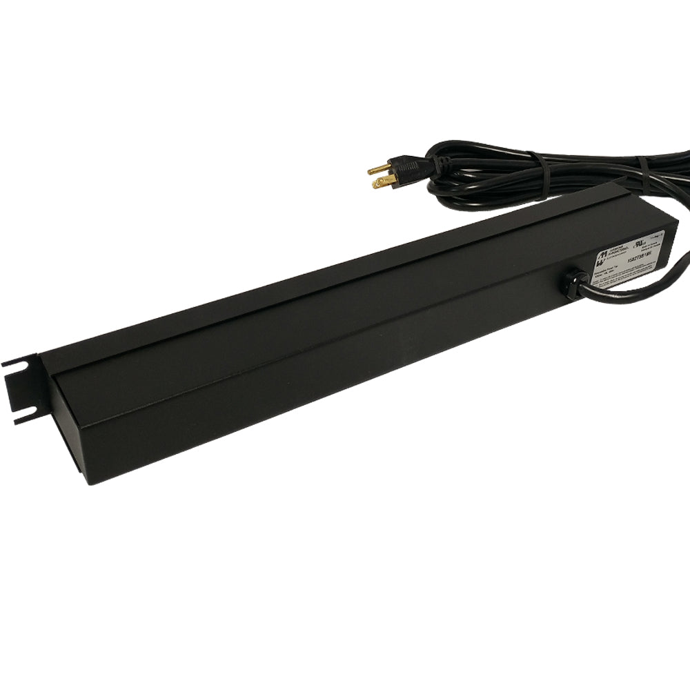 Hammond 19 Inch 8 Outlet Horizontal Rack Mount Power Strip - 15ft Cord, 5-15P Plug, 5-15R Front Receptacles – Generic – Rack Mount Power Strips & Surge Protecto