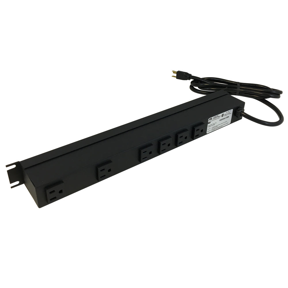 Hammond Power strip with surge protection - horizontal rackmount, 15ft 5-15P cord, rear 6-out 5-15R – Generic – Rack Mount Power Strips & Surge Protectors (phot