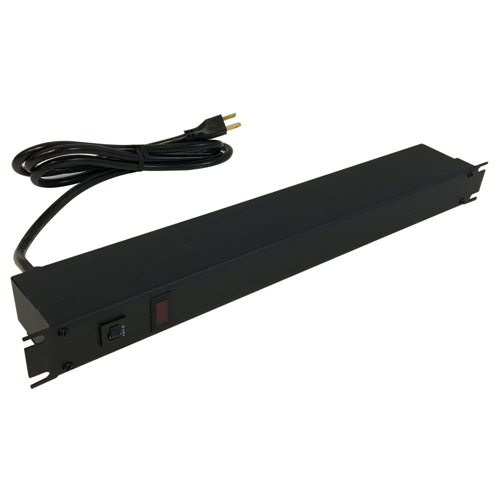 Hammond 19 Inch 8 Outlet Horizontal Rack Mount Power Strip - 6ft Cord, 5-15P Plug, 5-15R Rear Receptacles – Generic – Rack Mount Power Strips & Surge Protectors