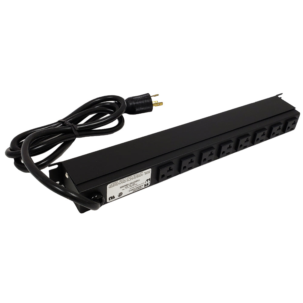 Hammond 19 inch 8 Outlet Horizontal Rack Mount Power Strip - 15ft Cord, L5-20P Plug, 5-20R Rear Receptacles – Generic – Rack Mount Power Strips & Surge Protecto