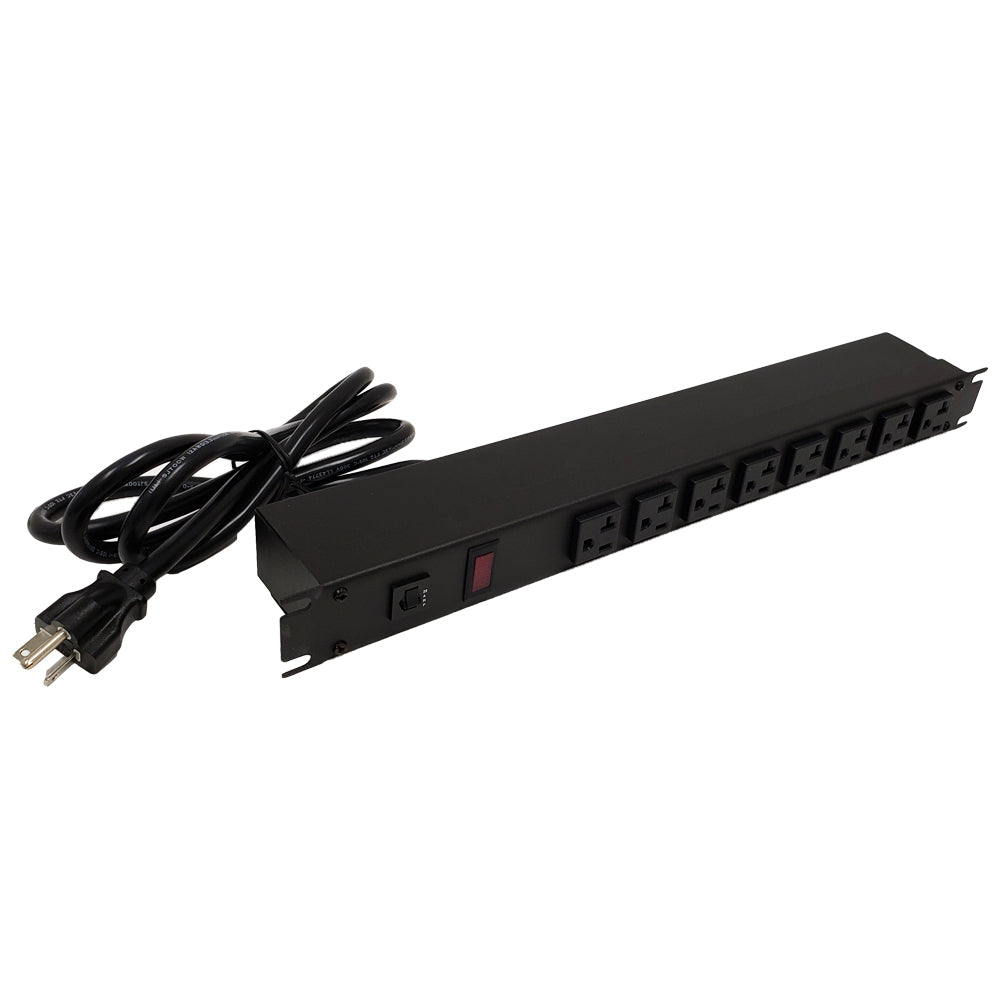 Hammond 19 inch 8 Outlet Horizontal Rack Mount Power Strip - 6ft Cord, 5-20P Plug, 5-20R Front Receptacles – Generic – Rack Mount Power Strips & Surge Protector