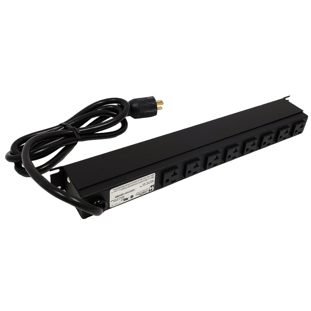 Hammond 19 inch 8 Outlet Horizontal Rack Mount Power Strip - 15ft Cord, 5-20P Plug, 5-20R Rear Receptacles – Generic – Rack Mount Power Strips & Surge Protector