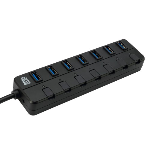 (USB3.0), Portable 5Gbps Super-speed USB 3.0 7-port Hub w/ AC Power Adapter – Generic – USB Hub