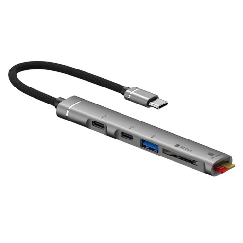 (5in1 C hub) Type-C/USB-C, 5 In 1 Hub With Card Reader, USB and 2 *Type C Port (model: 019C) retail new – Generic – USB 3.1 (Type C) Adapter