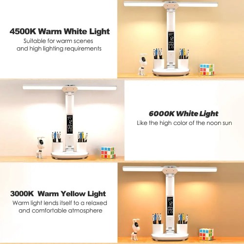 Double Head Temperature Time Display Desk Lamp Pen Holder (Model: 116) – Generic – LED (photo 5)