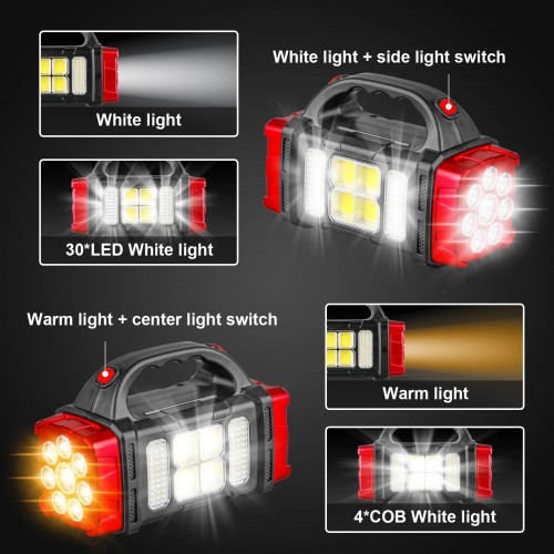 Portable Solar LED Flashlight With COB Work Light USB Rechargeable (Model: 1678) – Generic (photo 2)