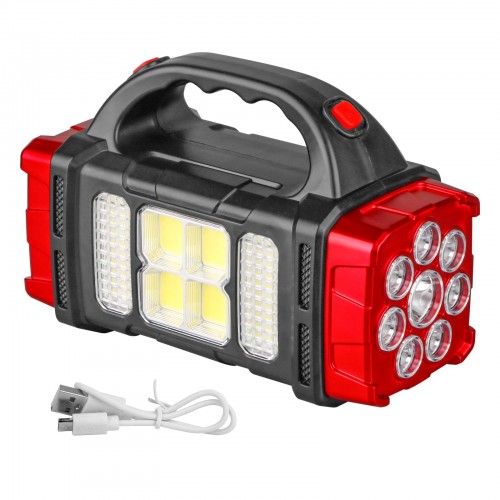 Portable Solar LED Flashlight With COB Work Light USB Rechargeable (Model: 1678) – Generic