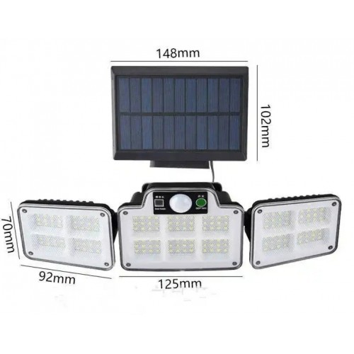 Solar 228 LED Light PIR Motion Sensor Multiple Head With Remote (Model: 1788) – Generic (photo 2)