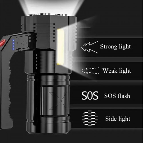 Quad-Core LED Rechargeable Flashlight 15W (Model: A56) – Generic (photo 4)