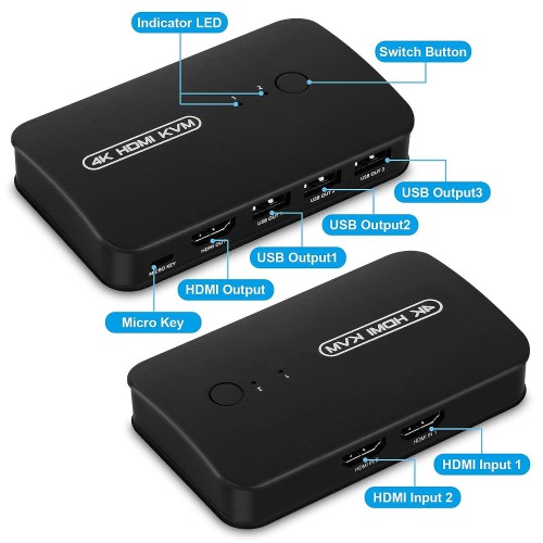 2 Port HDMI 4K*2K KVM Switch with Cables – Generic – Accessories Switches (photo 3)