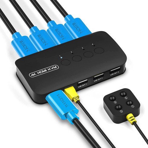 4 Port HDMI 4K*2K KVM Switch with Cables – Generic – Accessories Switches