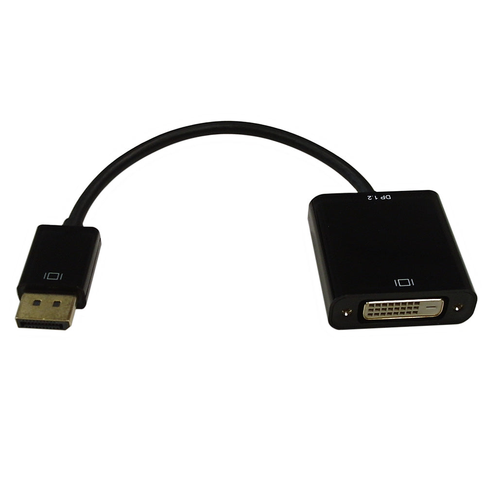 6 inch DisplayPort male v1.2 to DVI Female Adapter, Active - Black – Generic