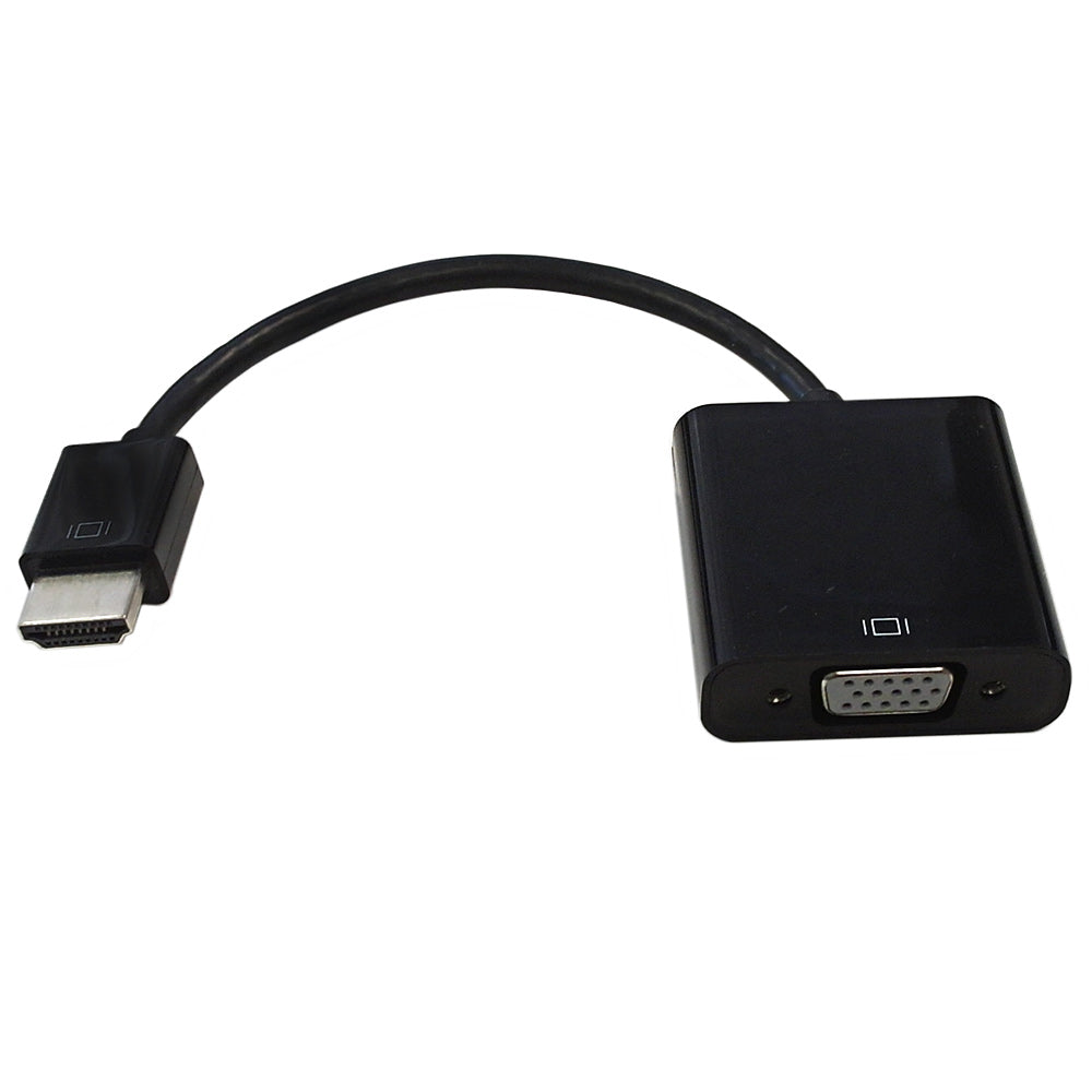 6 inch HDMI Male to VGA Female + 3.5mm Female Adapter - Black - PC/Laptop to VGA Display – Generic – Video Adapters & Couplers