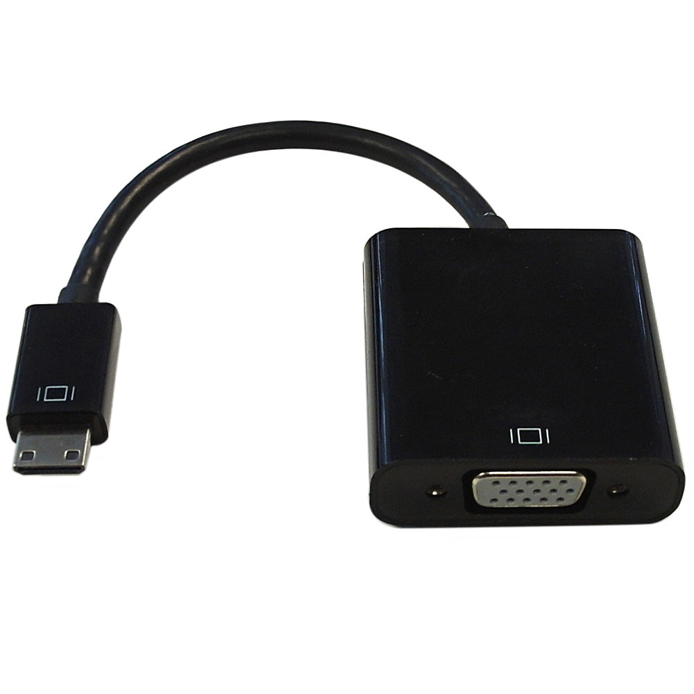 6 inch Mini-HDMI Male to VGA Female + 3.5mm Female Adapter - Black - Digital Camera/Camcorder to VGA Display – Generic