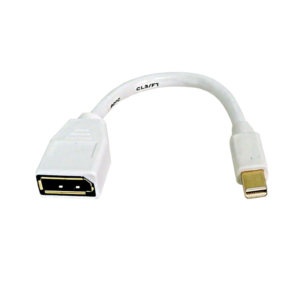 6 inch Mini-DisplayPort/Thunderbolt v1.2 Male to DisplayPort Female Adapter - White – Generic