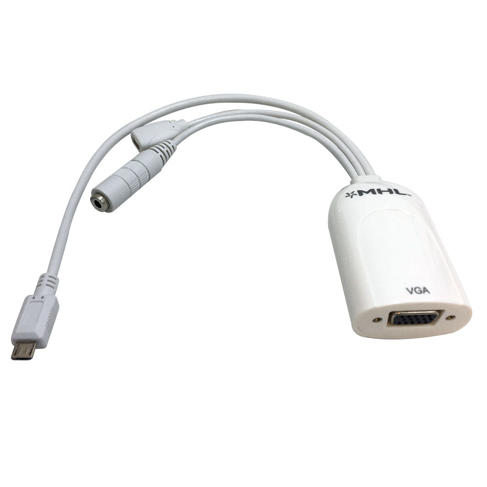 10 inch MHL Micro USB B Male to VGA Female, Micro USB B Female & Stereo Female Adapter – Generic
