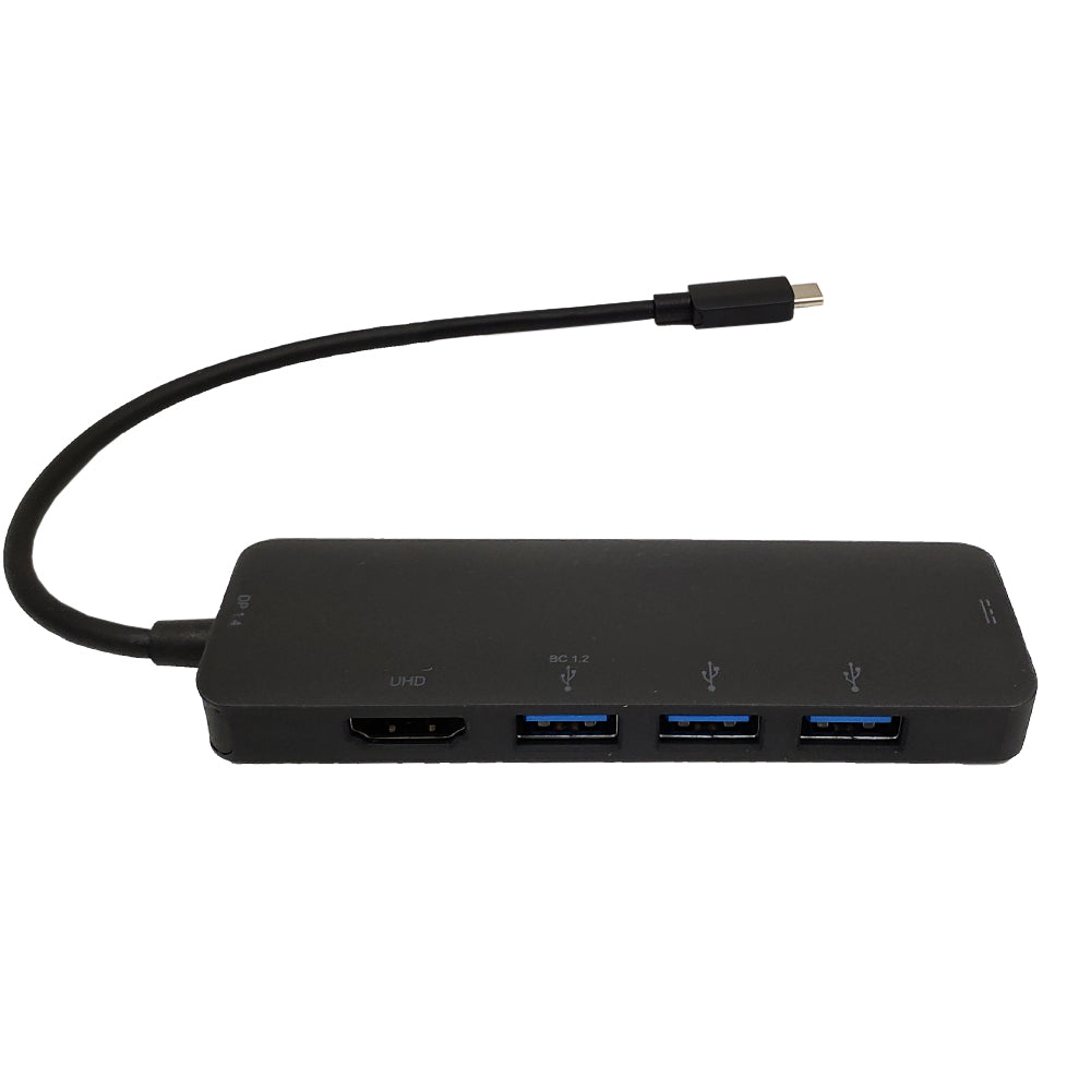 USB 3.1 Type-C to HDMI, 3x USB-A 3.0, USB Type-C - DP 1.4 Alt Mode - Black – Generic