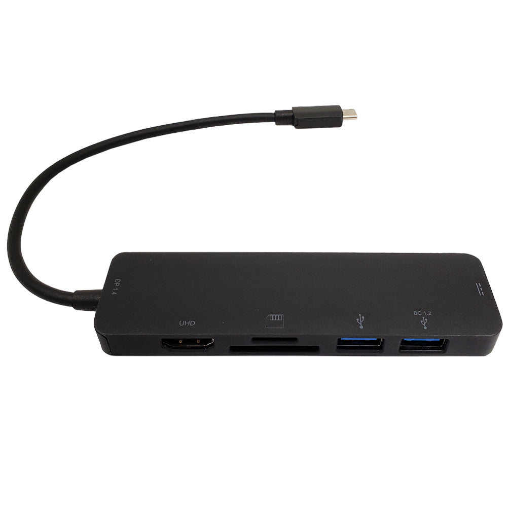 USB 3.1 Type-C to HDMI, 2x USB-A 3.0, USB Type-C, SD/Micro SD - DP 1.4 Alt Mode - Black – Generic