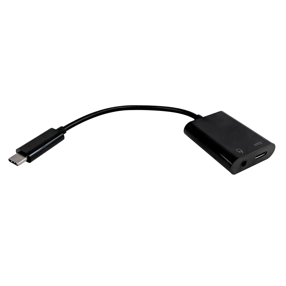 USB-C Male to 3.5mm 4-Pole Female + USB-C Female Headphone Adapter - Black – Generic