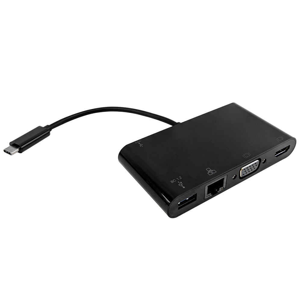 USB 3.1 Type-C to HDMI, VGA, Ethernet, USB 3.0, USB Type-C - Black – Generic