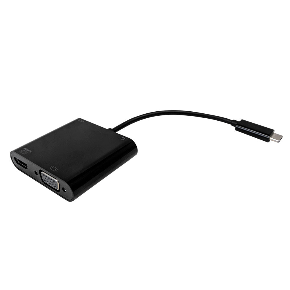 USB 3.1 Type-C to HDMI, VGA, 3.5mm, USB Type-C Adapter - Black – Generic