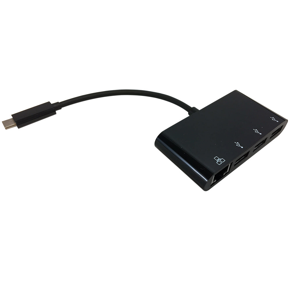 USB 3.1 Type C to 3x USB 3.0 + Gigabit Ethernet Adapter - Black – Generic – USB Adapters & Couplers