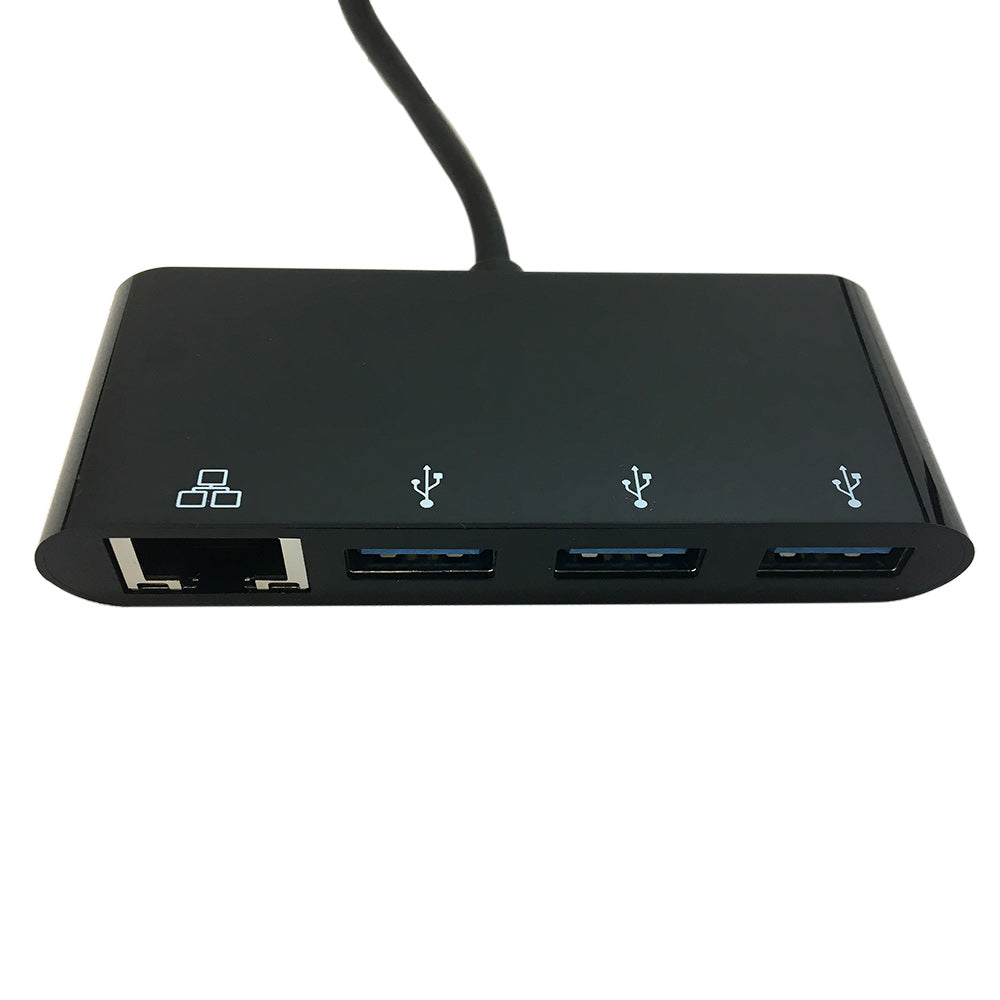 USB 3.1 Type C to 3x USB 3.0 + Gigabit Ethernet Adapter - Black – Generic – USB Adapters & Couplers (photo 2)