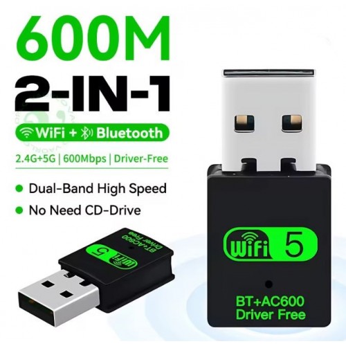 (2in1) AC600Mbps Dual Band WiFi USB + Bluetooth 4.2 Combo Mini USB Adapter – Generic – USB Adapters (photo 4)