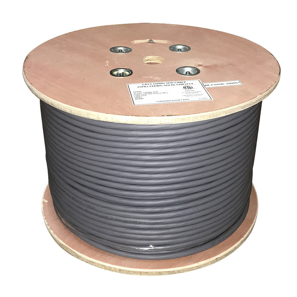 1000ft 25 Pair CAT3 Solid UTP FT4/CMR/CL3 Bulk Cable - Grey – Generic – Category Bulk Cable (photo 2)