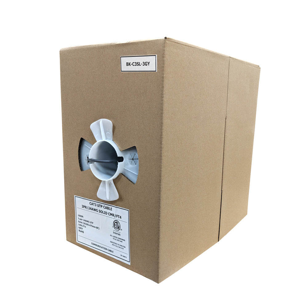 3 Pair CAT3 Solid UTP FT4/CMR/CL3 Bulk Cable - Grey – Generic – Category Bulk Cable (photo 2)