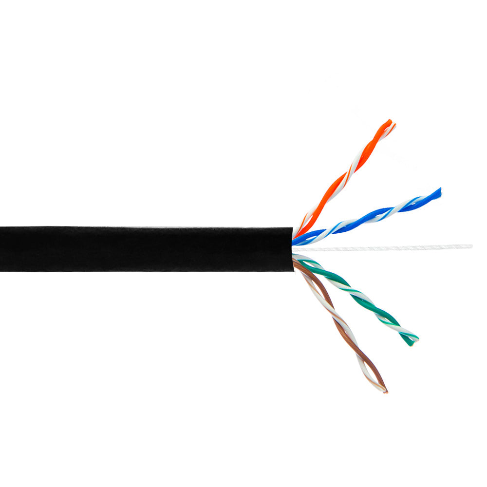 1000ft 4 Pair CAT5E 350Mhz UTP Solid UV / Direct Burial Bulk Cable - Black – Generic