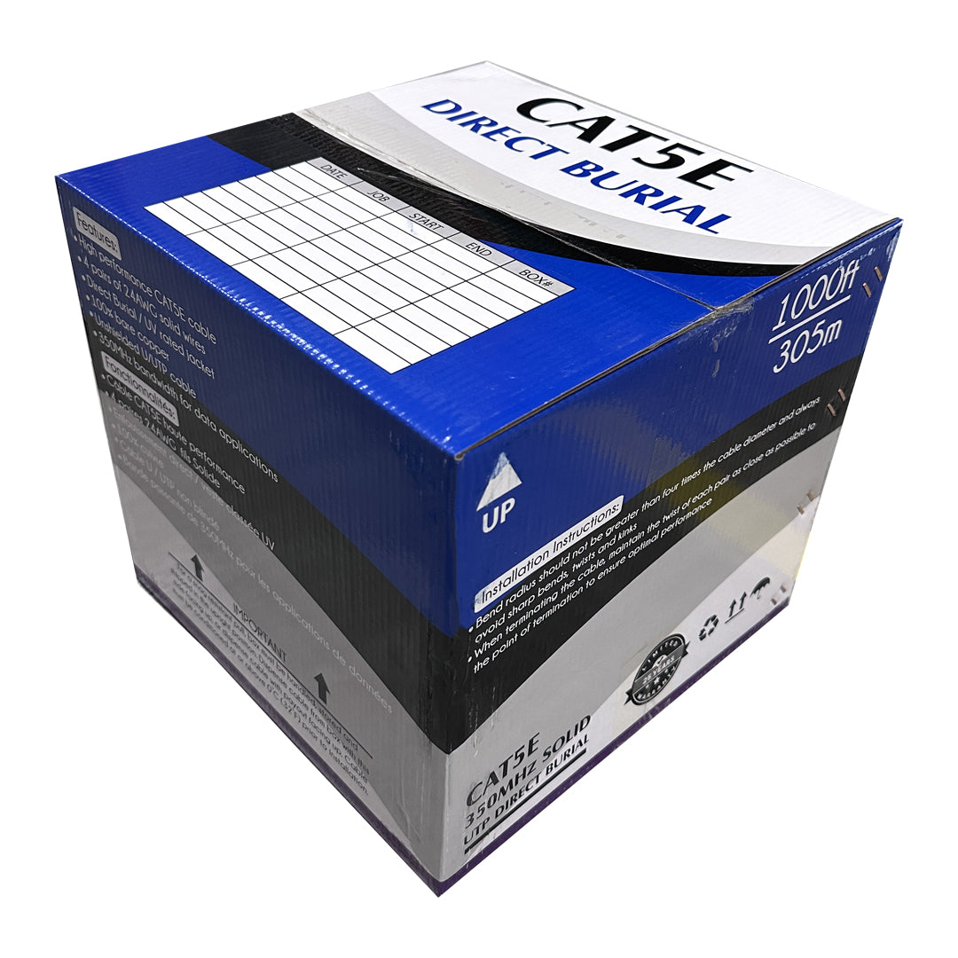 1000ft 4 Pair CAT5E 350Mhz UTP Solid UV / Direct Burial Bulk Cable - Black – Generic – Category Bulk Cable (photo 3)