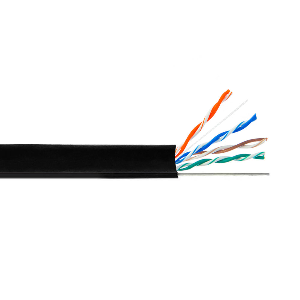 1000ft 4 Pair CAT5E 350Mhz UTP Solid UV / Aerial With Messenger Bulk Cable - Black – Generic