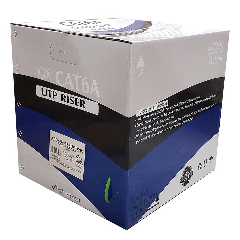 1000ft 4 Pair CAT6A Solid U/UTP 650Mhz 23AWG CMR Riser Bulk Cable – Generic – Category Bulk Cable (photo 10)