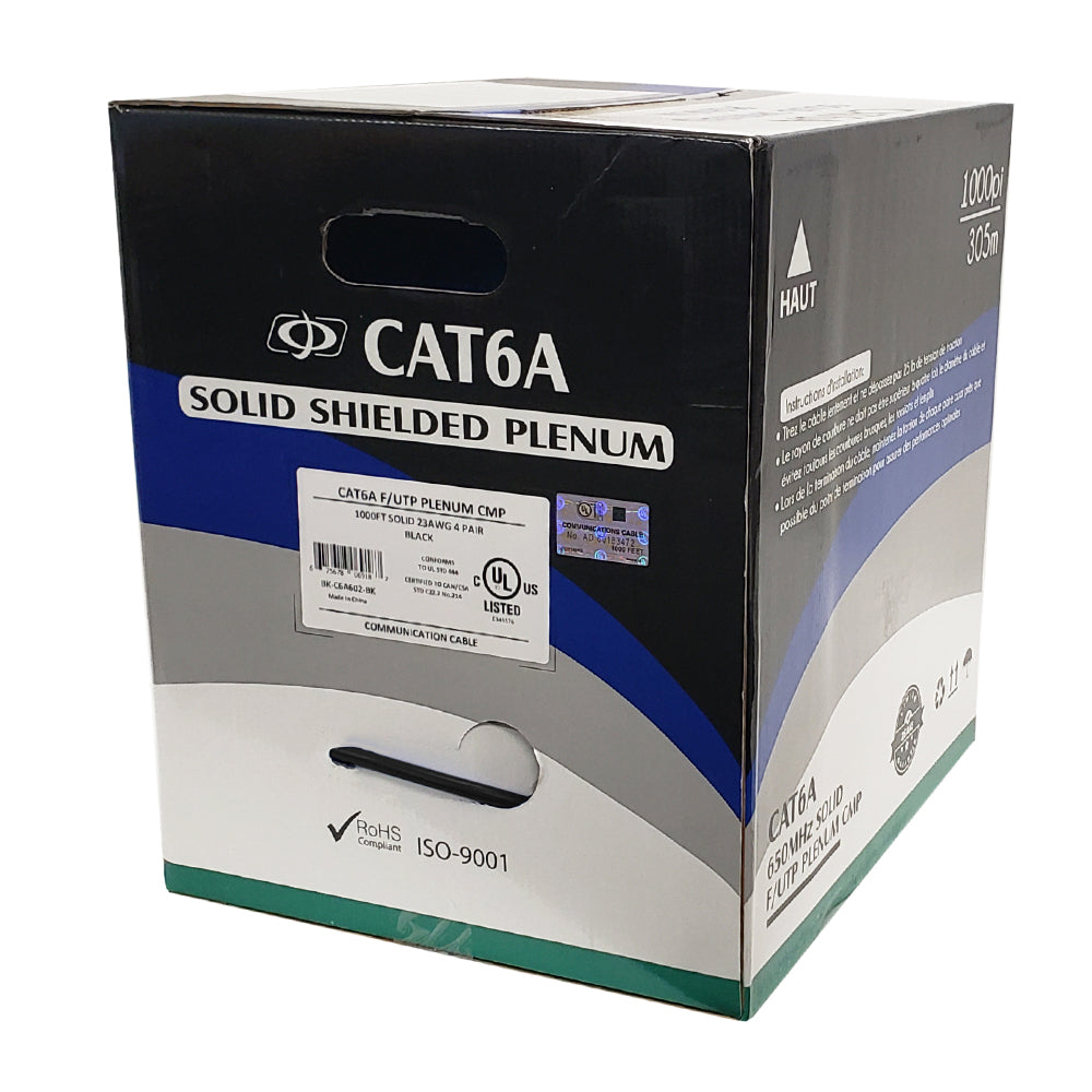 1000ft CAT6A Solid Shielded F/UTP 650MHz 23AWG CMP Plenum Bulk Cable – Generic – Category Bulk Cable (photo 2)