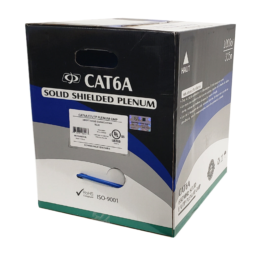 1000ft CAT6A Solid Shielded F/UTP 650MHz 23AWG CMP Plenum Bulk Cable – Generic – Category Bulk Cable (photo 6)