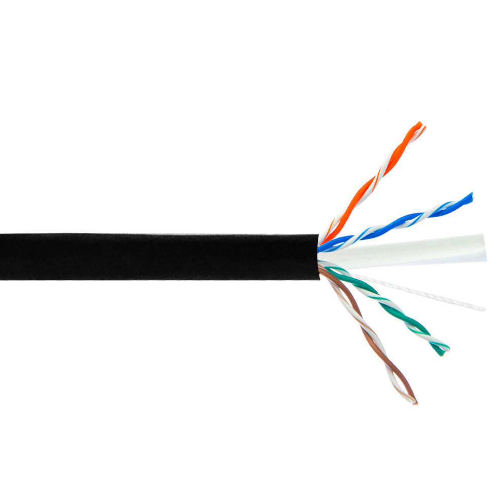 1000ft 4 Pair CAT6 550Mhz UTP Solid UV / Direct Burial Bulk Cable - Black – Generic – Category Bulk Cable