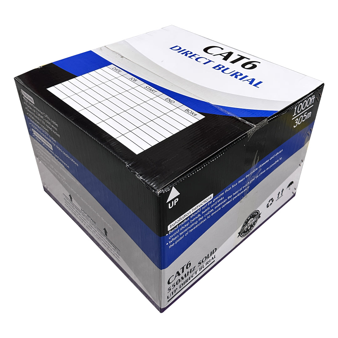 1000ft 4 Pair CAT6 550Mhz UTP Solid UV / Direct Burial Bulk Cable - Black – Generic – Category Bulk Cable (photo 3)