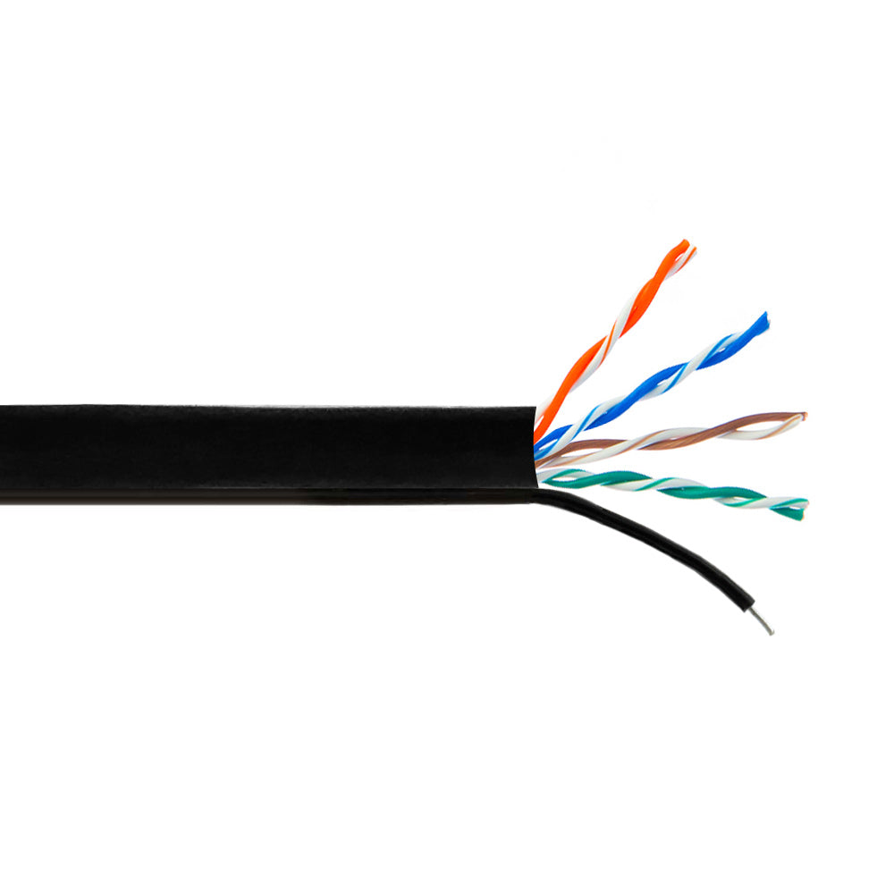 1000ft 4 Pair CAT6 550Mhz UTP Solid UV / Aerial With Messenger Bulk Cable - Black – Generic