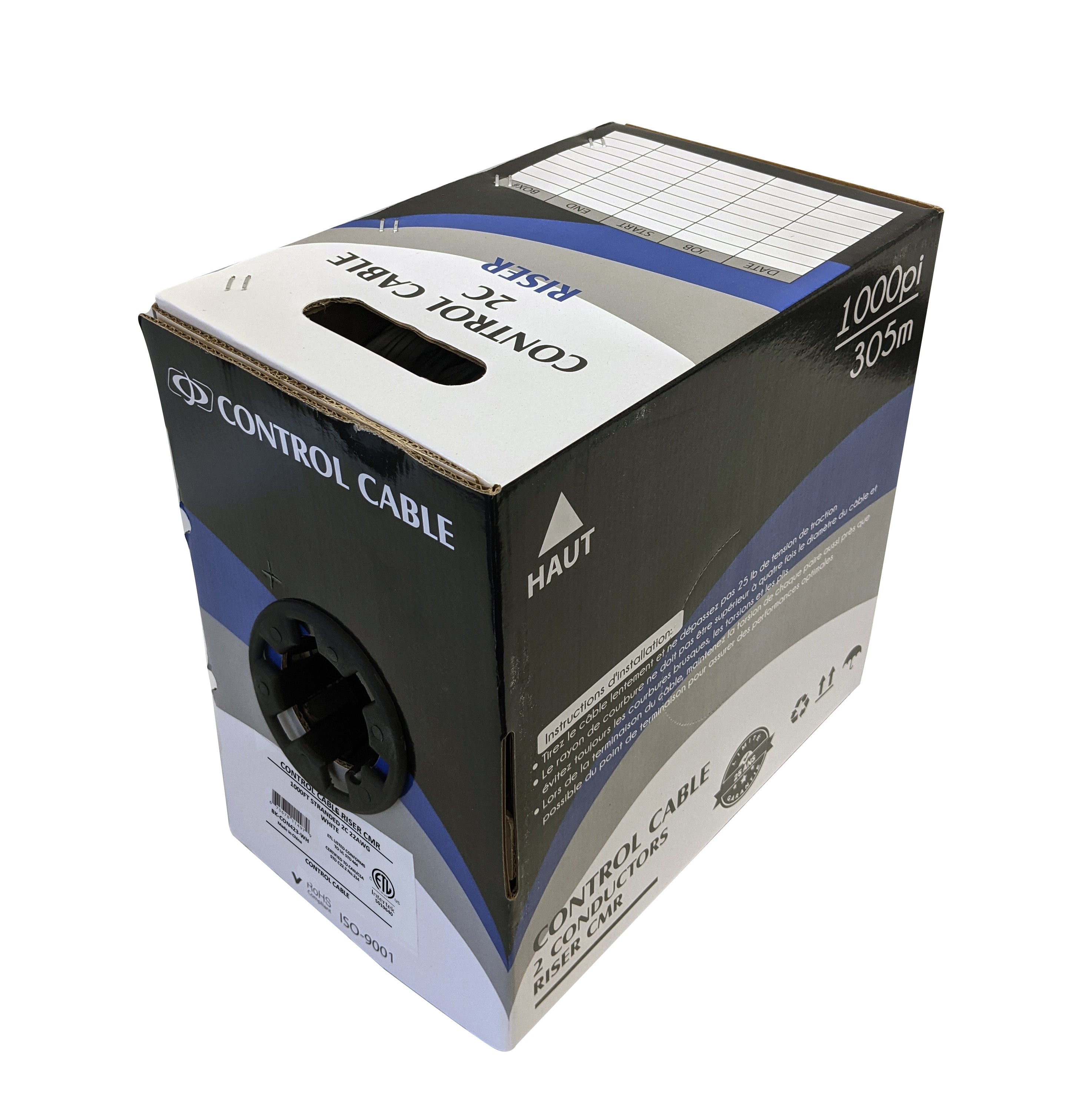 1000ft 2C 22AWG Stranded Control Cable - CMR - White – Generic – Control Bulk Cable (photo 2)