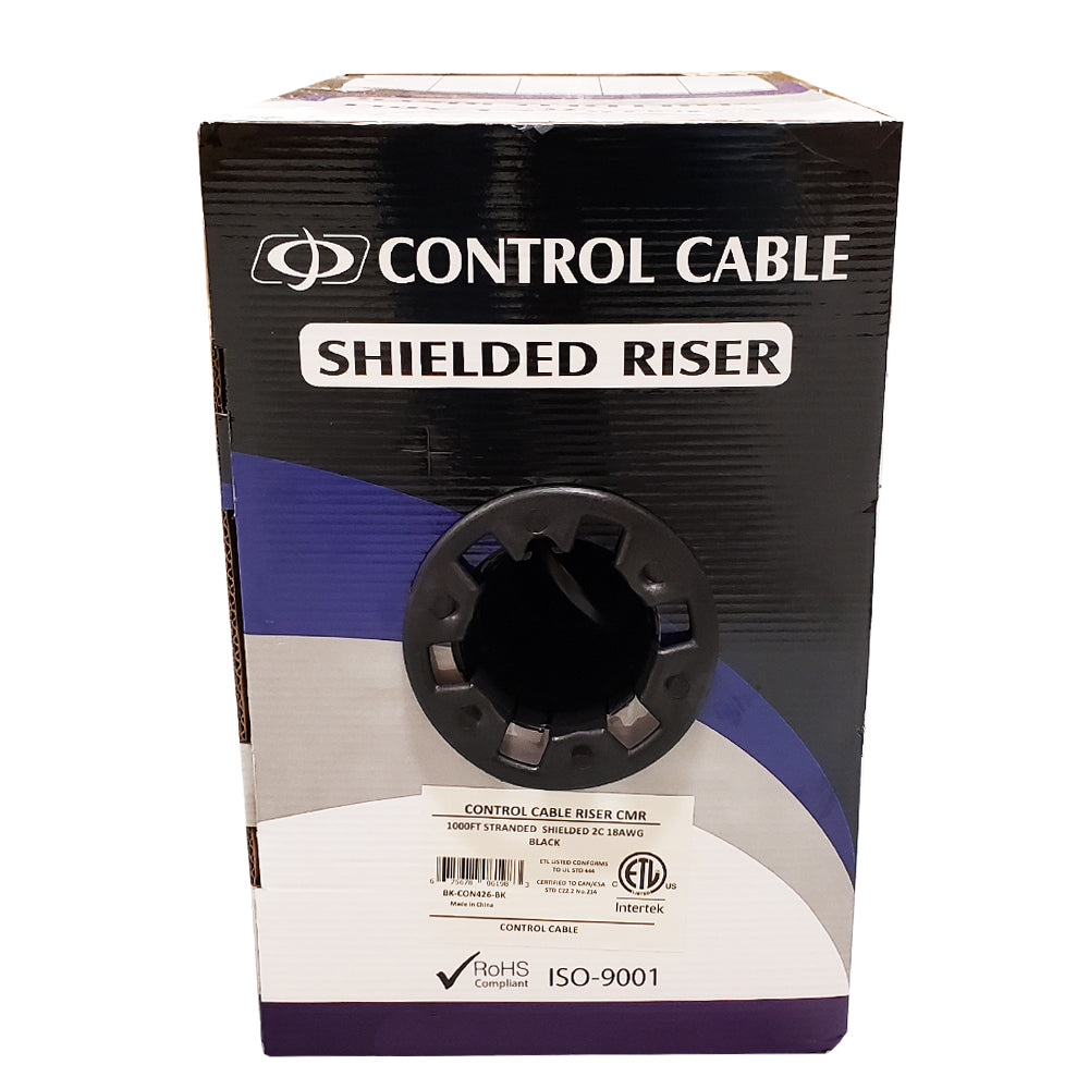 1000ft 2C 18AWG Stranded Control Cable - CMR Shielded - Black – Generic – Control Bulk Cable (photo 2)