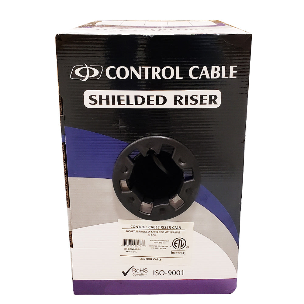 1000ft 4C 18AWG Stranded Control Cable - CMR Shielded - Black – Generic – Control Bulk Cable (photo 2)