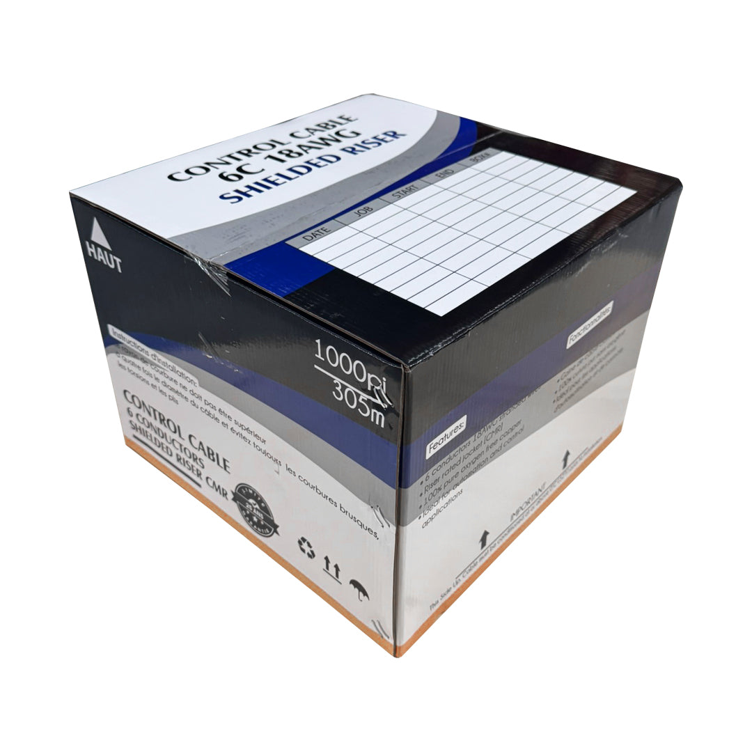 1000ft 6C 18AWG Stranded Control Cable - CMR Shielded - BLACK – Generic – Control Bulk Cable (photo 2)