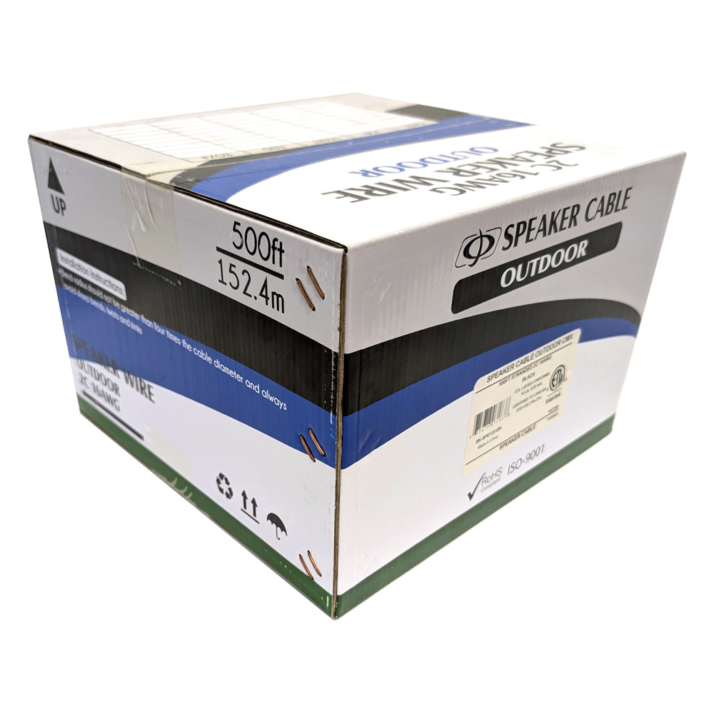 500ft 2C 16AWG Outdoor Bulk Speaker Cable - CMX - Black – Generic – Speaker Bulk Cable (photo 3)