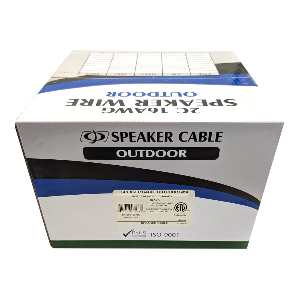 500ft 2C 16AWG Outdoor Bulk Speaker Cable - CMX - Black – Generic – Speaker Bulk Cable (photo 2)