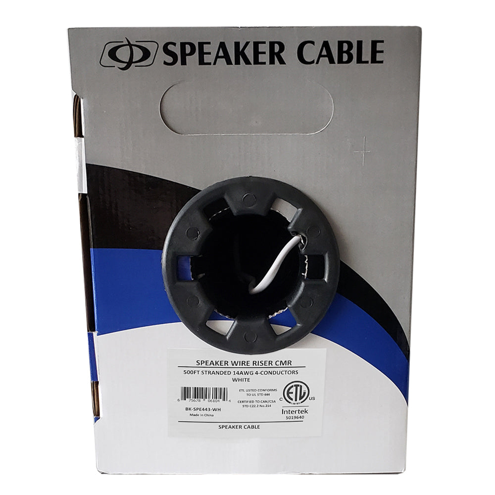 500ft 4C 14AWG In-Wall Bulk Speaker Cable CMR - White – Generic – Speaker Bulk Cable (photo 2)