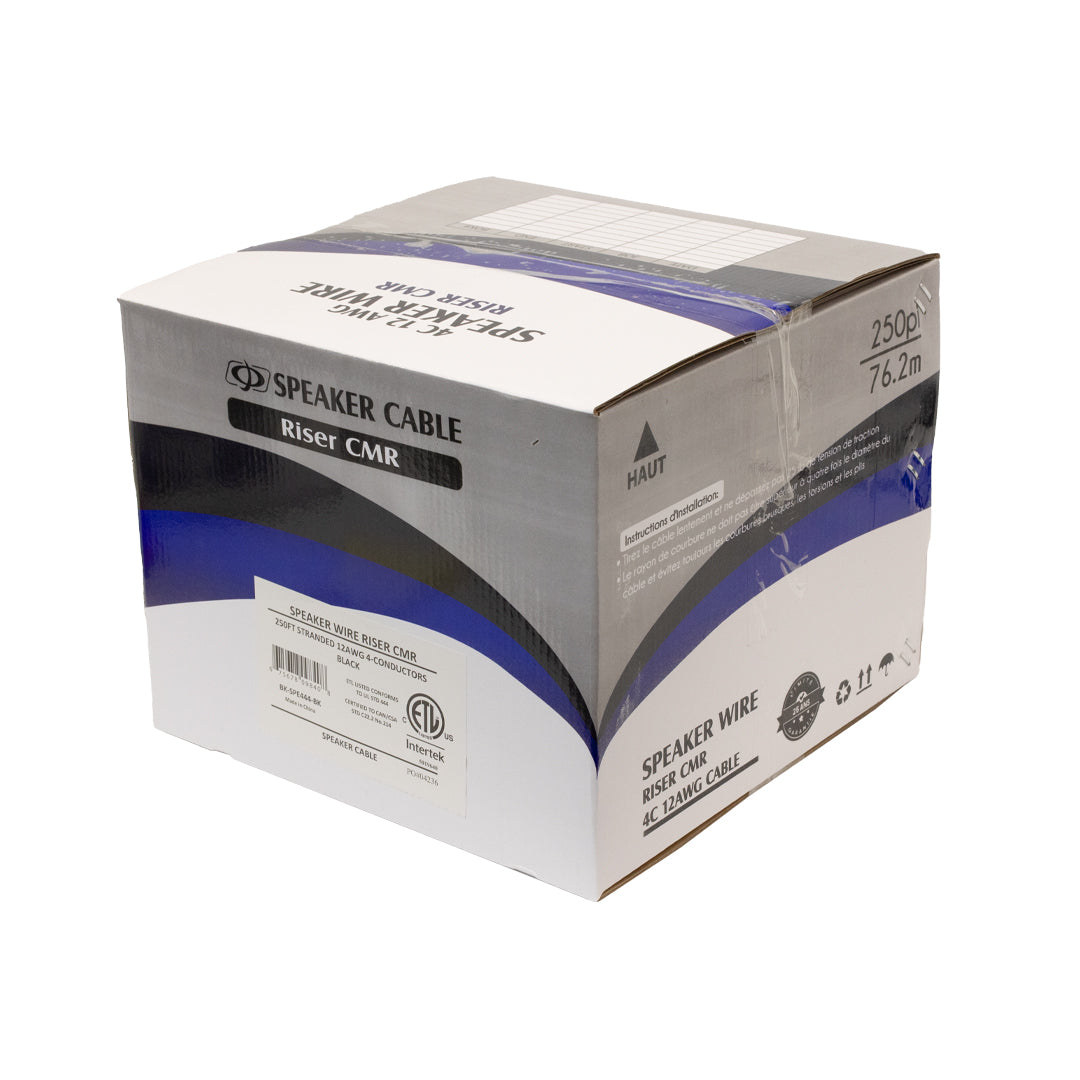 250ft 4C 12AWG Stranded Bulk Speaker Cable - CMR Riser - Black – Generic – Speaker Bulk Cable (photo 2)