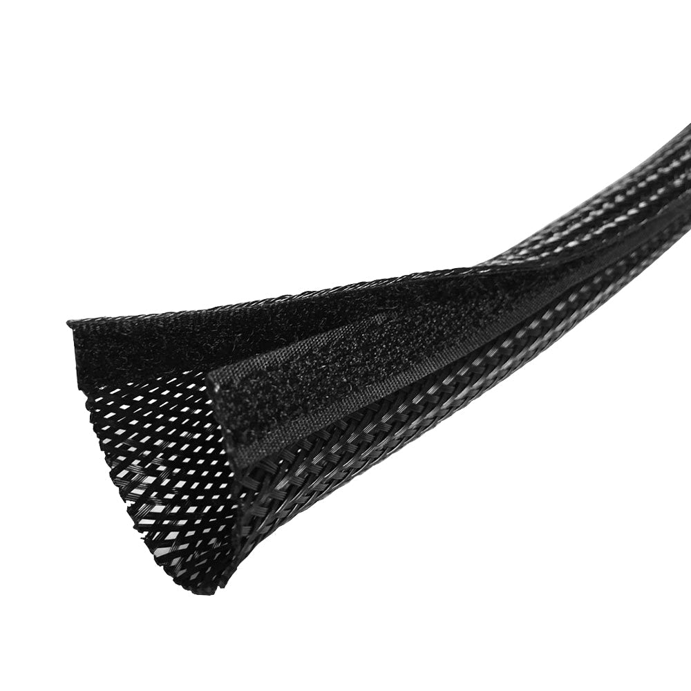 100ft 3/4 inch Split Hook and Loop Braided Sleeving Black – Generic (photo 2)